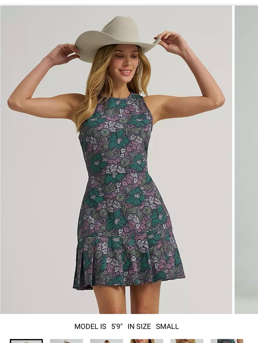 Wrangler Green and Purple Floral Midi Dress
